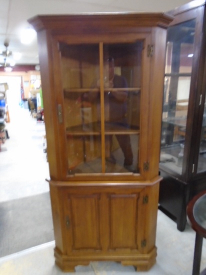 Beautiful Vintage Tell City Glass Front Corner Cabinet