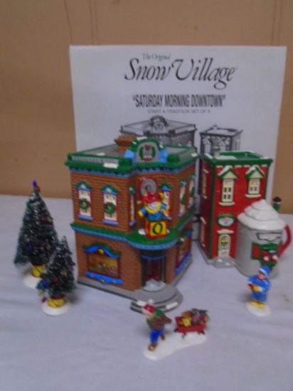 Department 56 Saturday Morning Downtown Lighted Hand Painted Cermamic House