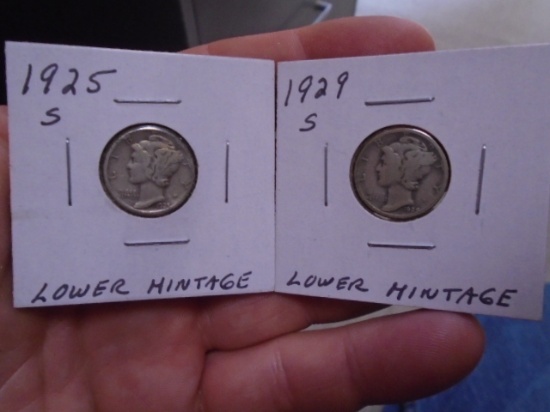1925 S-Mint and 1929 S-Mint Mercury Dimes