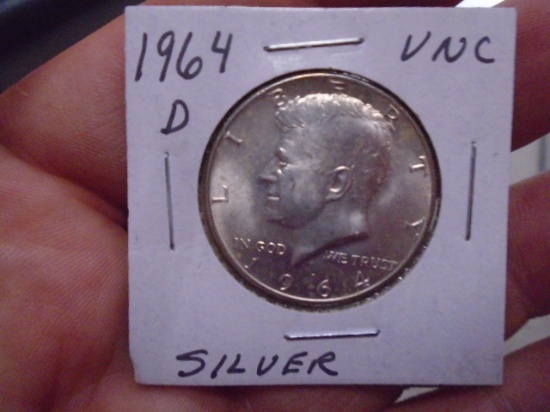 1964 D-Mint Silver Kennedy Silver Half Dollar