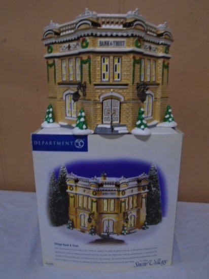 Department 56 Village Bank and Trust Lighted Hand Painted Cermamic House