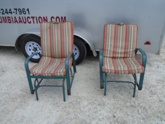 2 Matching Metal Outdoor Glider Chairs w/Cushions