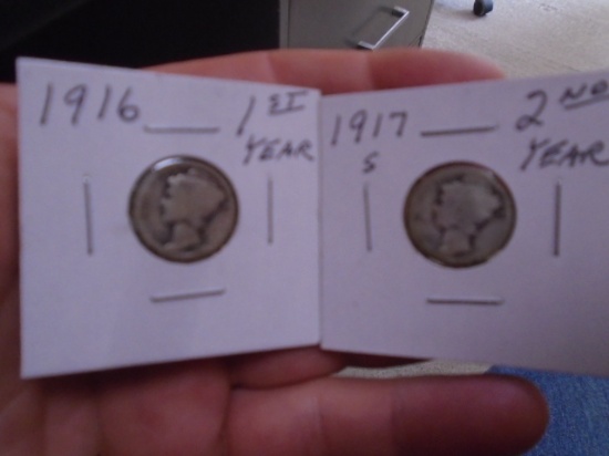 1916 and 1917 S-Mint Mercury Dimes