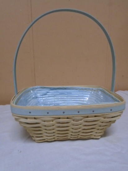 2002 Longaberger Whitewashed Small Easter Basket w/ Liner & Protector