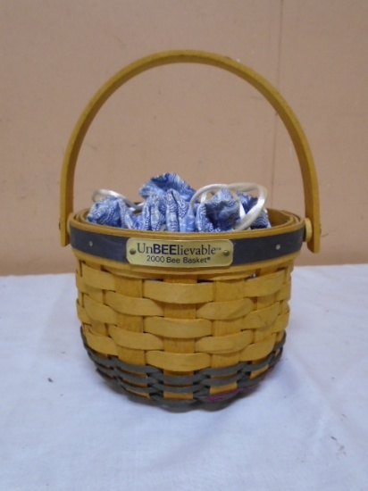 2000 Longaberger Unbeelievable Bee Basket w/ Liner & Protector