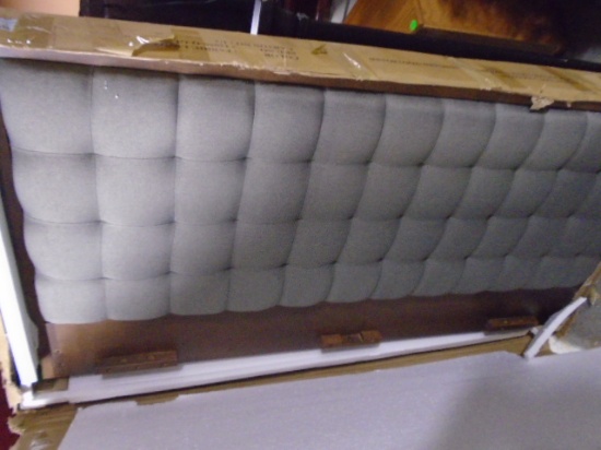 Brand New Queen Size Grey Upholstered Headboard & Footboard