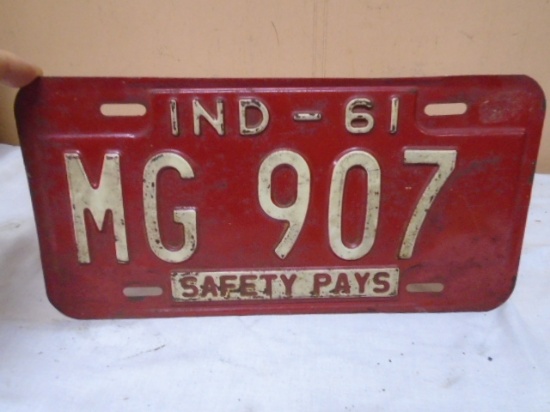 1961 Indiana License Plate