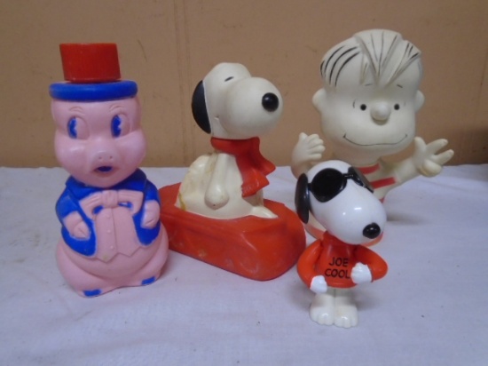 3 Vintage Soapies & Snoopy Figurine