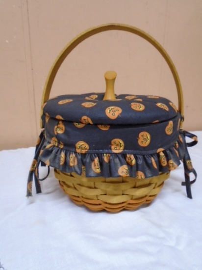 1996 Longaberger Medium Pumpkin Basket w/Liner-Protector and Lid