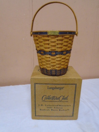 Longaberger 2001 Edition JW Collection Miniature Banker's Waste Basket