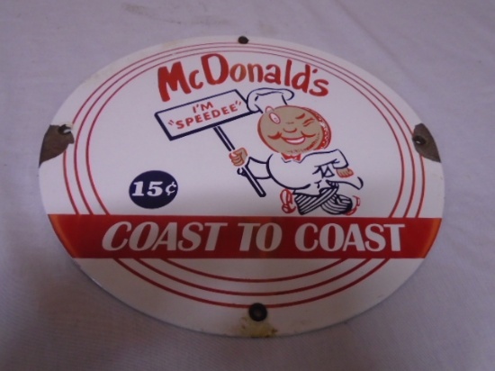 Round Porcelain Over Steel McDonald's "Speedee" Sign