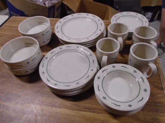 24pc Set of Longaberger Woven Traditions Heritage Green Dinnerware