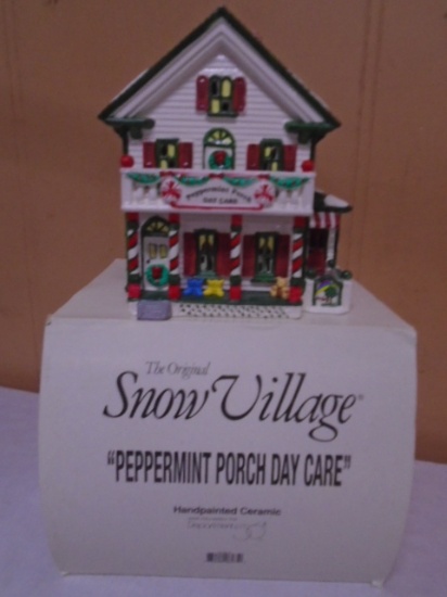 Department 56 Pepprmint Porch Daycare Lighted Hand Painted Cermamic House