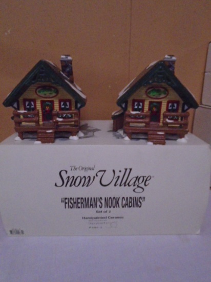 Department 56 Fisherman's Nook Cabins Lighted Hand Painted Cermamic House