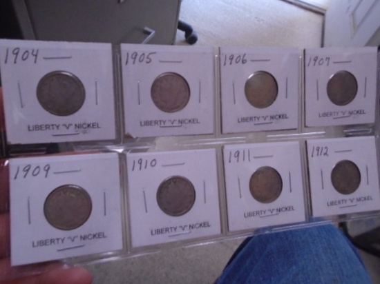Group of (8) Assorted Date Liberty "V" Nickels