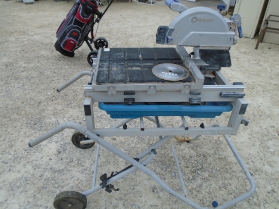 7 Inch Kobalt Wet Tile Saw on Rolling Stand