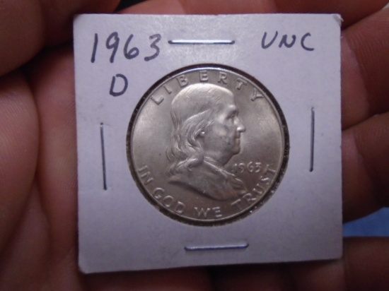 1963 D-Mint Silver Franklin Half Dollar