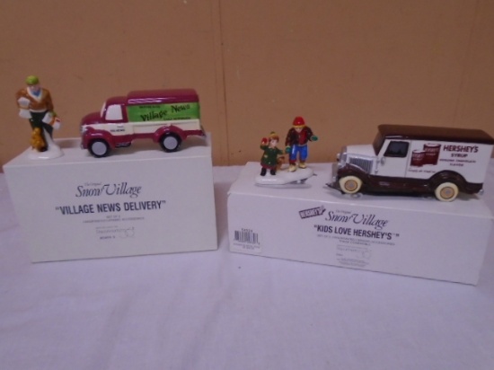 Department 56 Village News Delivery and Kid's Love Hershey's 2 Pc. Handpainted Ceramic Sets