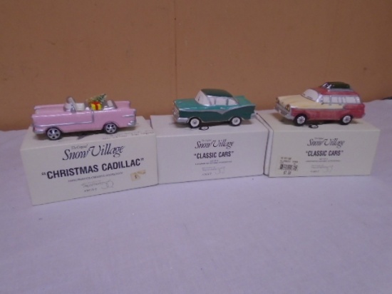 3 Pc. Group of Department 56 HandPainted Ceramic Accessory Cars
