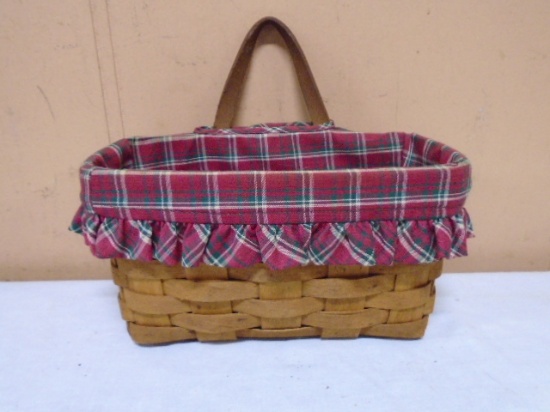 1990 Longaberger Basket w/Leather Handle and Liner