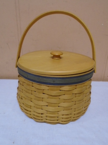 2001 Longaberger Round Collector's Club Sewing Basket w/Liner-Protector and Lid