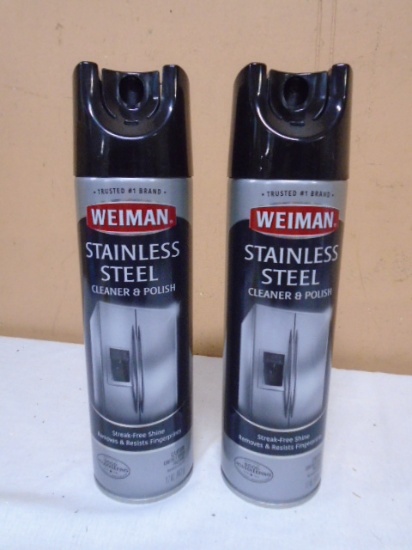 (2) Brand New Cans of Weiman Stainless Steel Cleaner