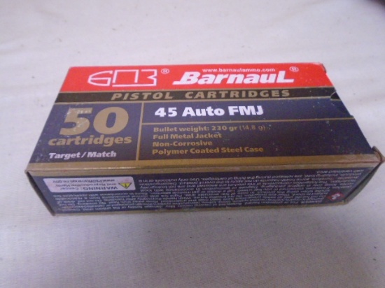 50 Round Box of Barnaul 45 Auto Cartridges