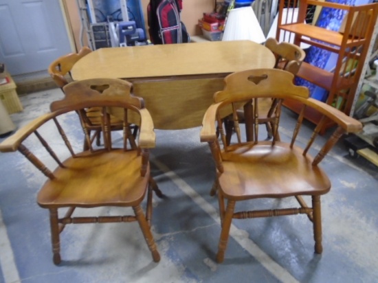 Tell City Drop Leaf Table w/ 4 Matching Chairs Including 2 Arm Chairs