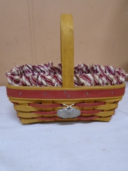 1997 Longaberger Red Accent Sweet Treats Basket w/Liner and Protector