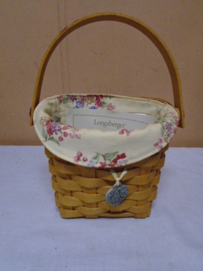 2001 Longaberger Sweetheart Red Love Notes Basket w/Liner and Protector