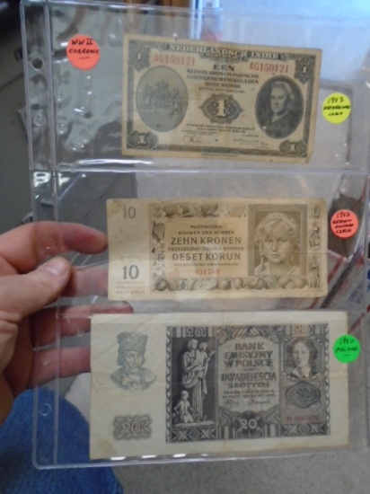 3 Pc. Group of  WWII Currency
