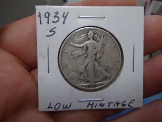 1934 S Mint Silver Walking Liberty Half Dollar