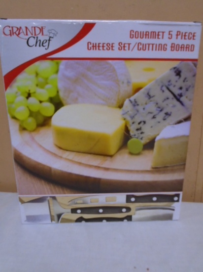 5pc Gourmet Cheese Set/ Cutting Board
