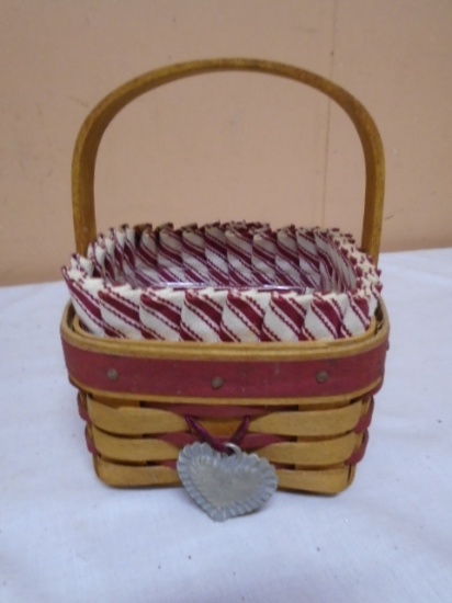 1993 Longaberger Sweetheart Basket w/ Liner & Protector