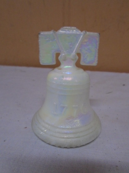 Joe St Clair White Iridescent Glass Liberty Bell