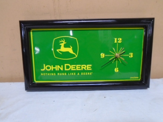 Wood Framed Metal John Deere Clock