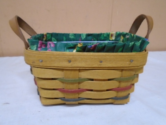 1996 Longaberger  Woven Traditions Tea Basket w/Liner and Protector