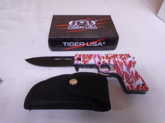 Tiger USA Pistol Lock Blade Knife w/ Sheave Holster