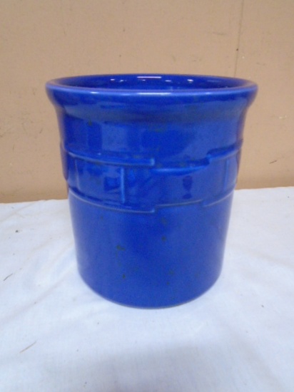 Longaberger Pottery Blue Woven Traditional Utensil Crock