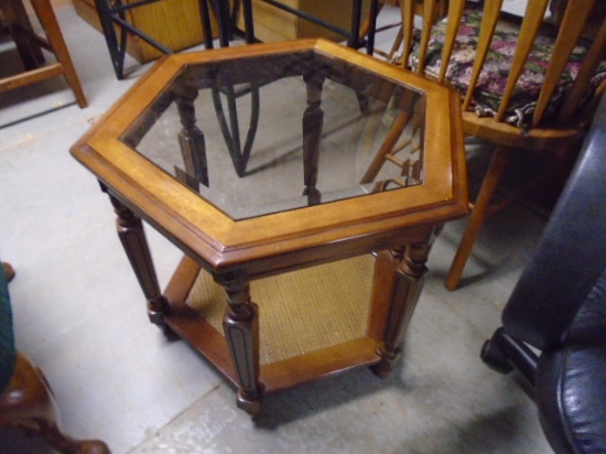 Beautiful Octogon Glass Top End Table