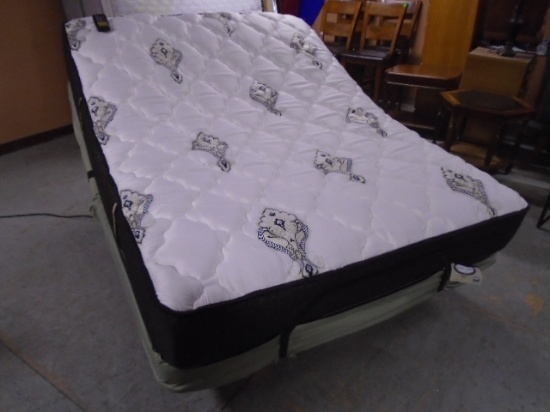Queen Size Electric Adjustable Bed Complete w/ All White Plush Denver Mattress w/ Wireless Remote