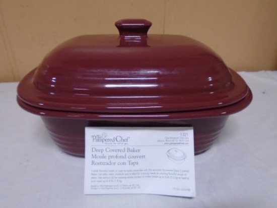 Pampered Chef Cranberry 3.1 Qt Deep Covered Baker