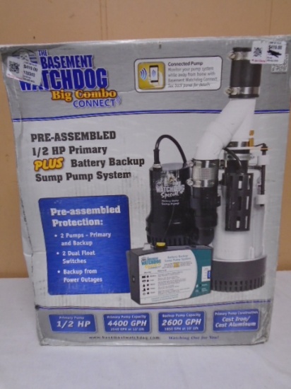 The Basement Watchdog Big Combo 1/2 HP Primary Plus Battery Backup Sump Pump System