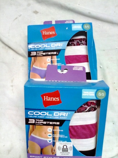 2 PACKS HANES COOL DRI HIPSTERS SIZE 5