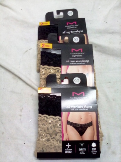 3 PACKS ALL OVER LACE THONGS