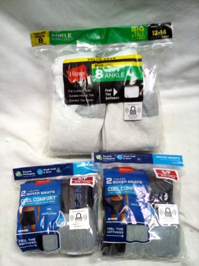 MENS SOCKS SIZE 12-14 & 2 PACKS BOXER BRIEFS SIZE SMALL