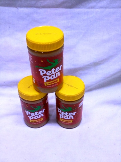 Qty. 3 Jars of Petter Pan Creamy Peanut Butter 16.3 Oz Each