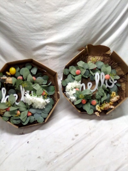 Pair of 8" Artificial Foliage Hanging Wreaths
