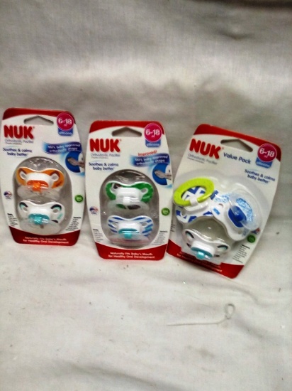 Qty.3 Packs of NUK 6-18 Month Pacifiers