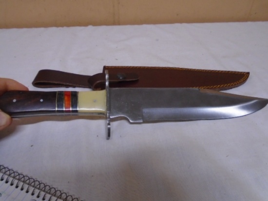 Large Custom Made Bowie Knife w/ Leather Sheave